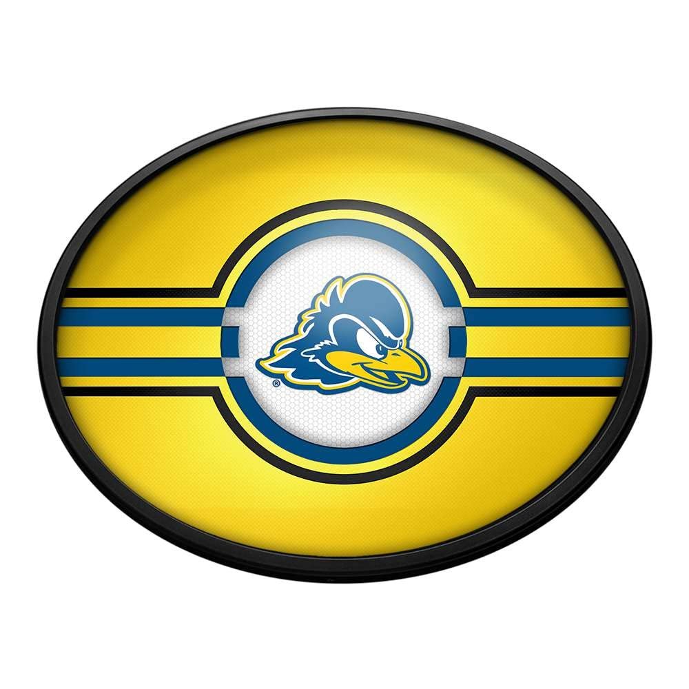 The Fan-Brand NCAA Delaware Blue Hens - Yellow, Oval Slimline Lighted Wall Sign - Sports Team Bar Sign Dcor: Home, Dorm, Garage, Office, Fan Cave