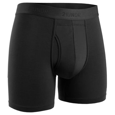 2UNDR Men's Day Shift 6" Boxer Brief Underwear (Black/Black, Large)