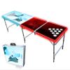 PARTYPONG 8-Foot Folding Beer Pong Table w/Cup Holes & LED Lights - Naughty N Nice Edition view 1