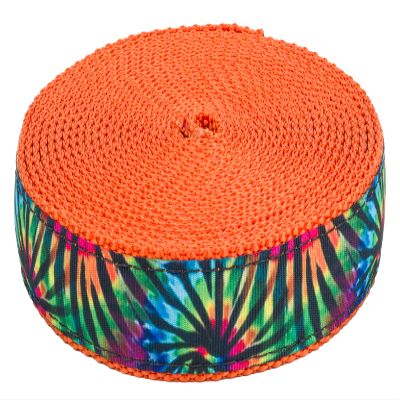 Country Brook Design - Tie Dye Stripes Ribbon on Orange Webbing (1 Inch, 20 Yards)