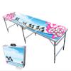 PARTYPONG 8-Foot Folding Beer Pong Table w/Cup Holes - Hibiscus Edition view 1