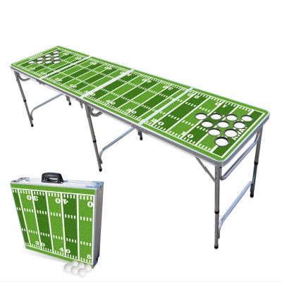 PARTYPONG 8-Foot Folding Beer Pong Table w/Cup Holes - Football Field Edition