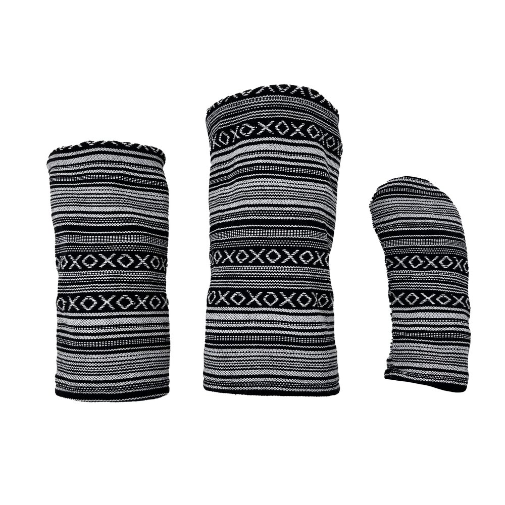 Sunfish Salt and Pepper Barrel 3 PC Set (DR, FW, HB) Golf Club Headcover Hand Woven
