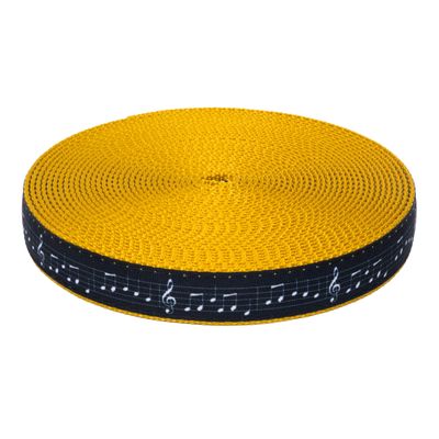 Country Brook Design - Sheet Music on Gold Nylon Webbing (3/4 Inch, 5 Yards)