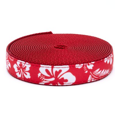 Country Brook Design - Red Hawaiian on Red Nylon Webbing (1 Inch, 10 Yards)