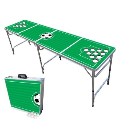 PARTYPONG 8-Foot Folding Beer Pong Table w/Cup Holes - Soccer Field Edition