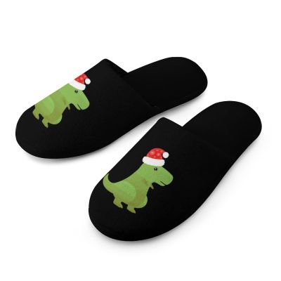 Christmas Dinosaur Slippers House Shoes Comfy Home Sleepers Warm Winter Slides Non-Slip Slippers for Men 43-44_9.5-10