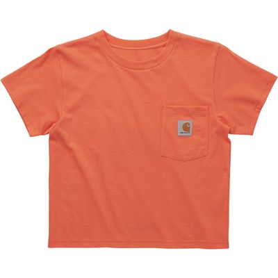Carhartt Girls' Short-Sleeve Logo Stack T-Shirt, Living Coral, 6