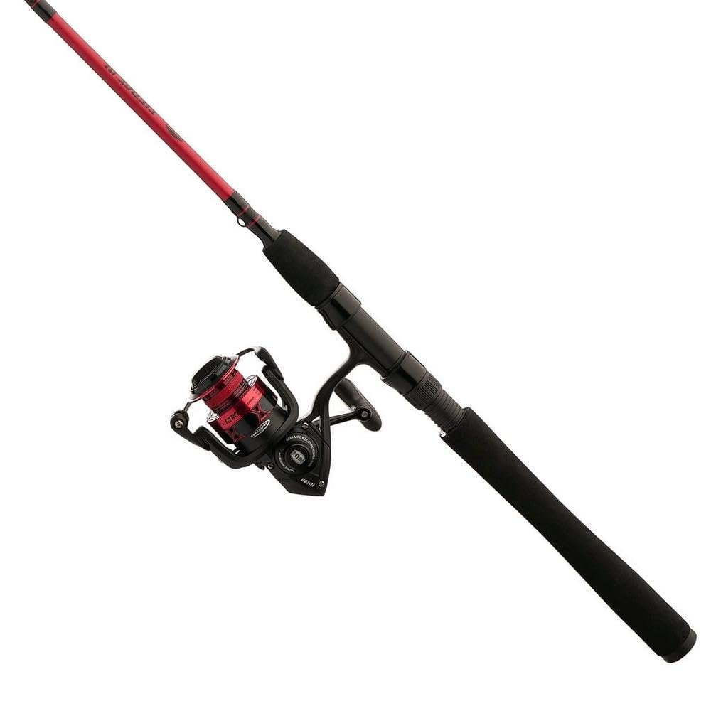 Penn Fierce IV Spinning Reel and Fishing Rod Combo,Black/Red