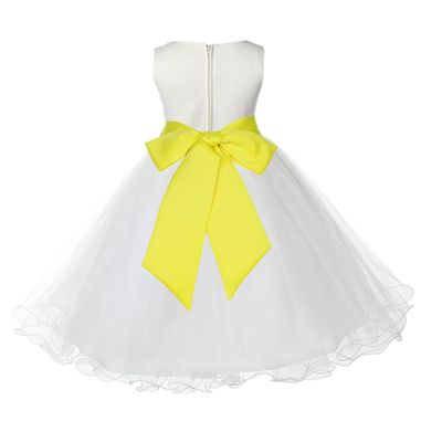 Wedding Pageant Ivory Flower Girl Rattail Edge Tulle Flower Girl Dress 829s s