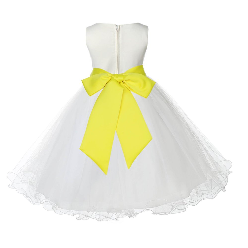 Wedding Pageant Ivory Flower Girl Rattail Edge Tulle Flower Girl Dress 829s s