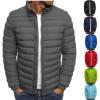tuduoms Men's Down Jacket No Hood Winter Fashion Stand Collar Bomber Jacket Casual Quilted Lightweight Snow Ski Puffer Coat view 3