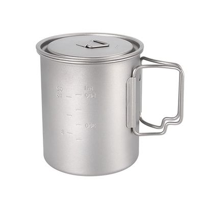 AXUYU 750ml Titanium Cup/Pot Camping Coffee Mug with Lid and Foldable Handle for Outdoor Camping Hiking Backpacking