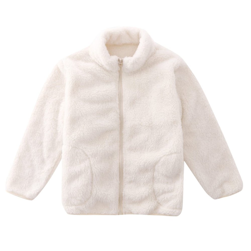 Toddler Boys Girls Long Sleeve Winter Solid Fleece Zippered Coat Jacket Thicken Warm Outwear Boys (White, 15-16 Years)