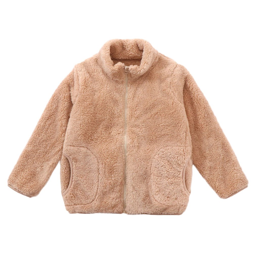 Toddler Boys Girls Long Sleeve Winter Solid Fleece Zippered Coat Jacket Thicken Warm Outwear Boys (Khaki, 15-16 Years)