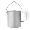 AXUYU 750ml Titanium Hanging Pot with Lid and Folding Handle Camping Titanium Cookware Titanium Cup/Pot for Outdoor Camping Hiking Backpacking view 1
