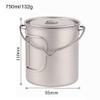 AXUYU 750ml Titanium Hanging Pot with Lid and Folding Handle Camping Titanium Cookware Titanium Cup/Pot for Outdoor Camping Hiking Backpacking view 2
