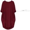 aromm Women T Shirt Dress Crew Neck Loose Casual Plus Size Midi Dress with Pockets Wine Red,5XL view 1
