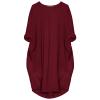 aromm Women T Shirt Dress Crew Neck Loose Casual Plus Size Midi Dress with Pockets Wine Red,5XL view 2