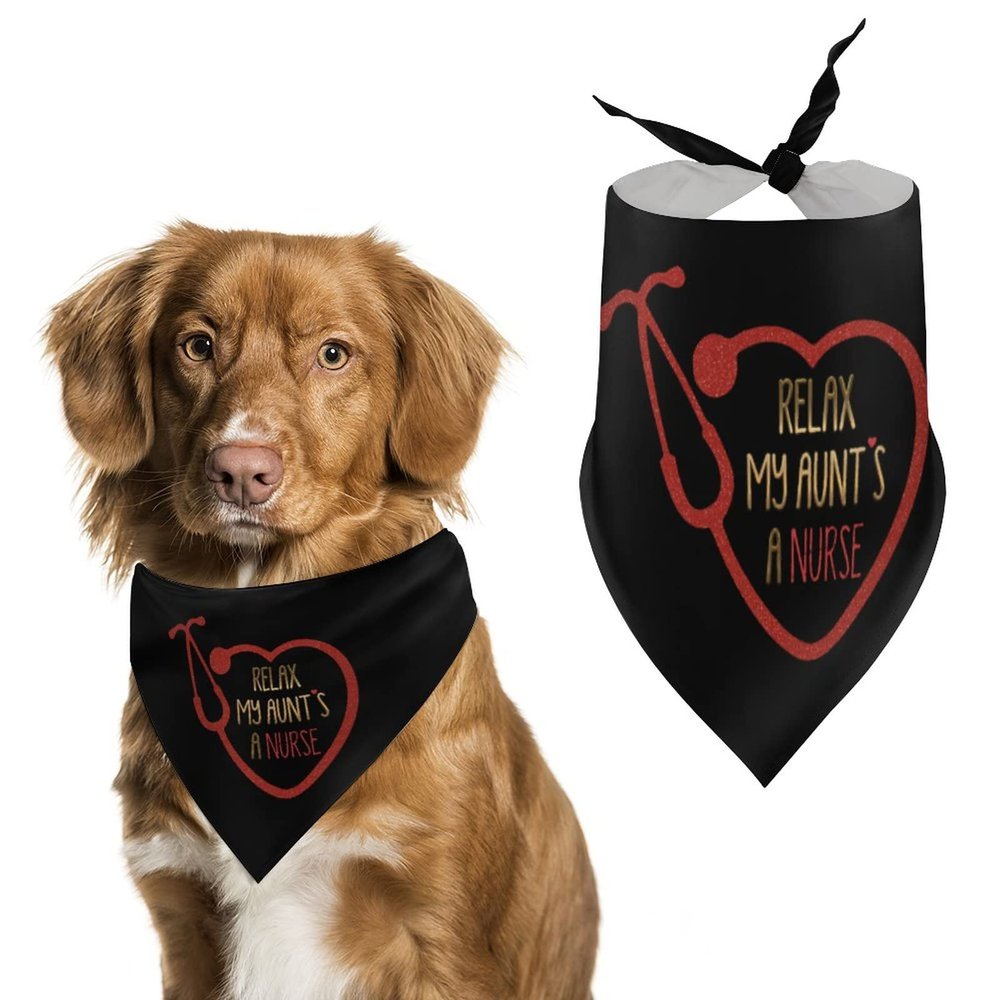 My Aunt is A Nurse Pet Scarf Triangle Dog Bandana Kerchief Gift Washable for Large Medium Small Dogs Puppy Cat Pets