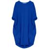 aromm Women T Shirt Dress Crew Neck Loose Casual Plus Size Midi Dress with Pockets Royal Blue,M view 1