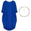 aromm Women T Shirt Dress Crew Neck Loose Casual Plus Size Midi Dress with Pockets Royal Blue,M view 3