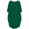 aromm Women T Shirt Dress Crew Neck Loose Casual Plus Size Midi Dress with Pockets Green,M view 1