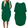 aromm Women T Shirt Dress Crew Neck Loose Casual Plus Size Midi Dress with Pockets Green,M view 4