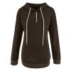 Womens Hoodies Pullover Trendy Snaps V-Neck Drawstring Hooded Sweatshirt Kangaroo Pockets Color Block Long Sleeve Tops A-Brown view 4