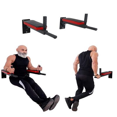 Spancare Heavy Duty Dips Bars - for Wall mounting, 4 Handle Bars with Padding on arms