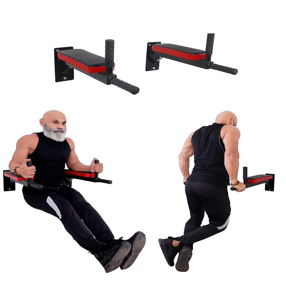 Spancare Heavy Duty Dips Bars - for Wall mounting, 4 Handle Bars with Padding on arms