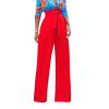 Women High Waisted Belted Flare Pants Vintage Stretchy Bell Bottom Pants Retro Loose Fit Wide Leg Office Trousers (Red,Small) view 1