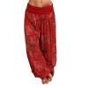 Maiyifu-GJ Women's Boho Hippie Harem Pants Floral Loose Wide Leg Summer Beach Pants Printed Flowy Baggy Casual Trousers (Red,4X-Large)