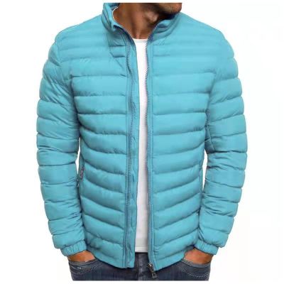 tuduoms Men's Down Jacket No Hood Winter Fashion Stand Collar Bomber Jacket Casual Quilted Lightweight Snow Ski Puffer Coat