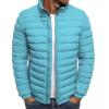 tuduoms Men's Down Jacket No Hood Winter Fashion Stand Collar Bomber Jacket Casual Quilted Lightweight Snow Ski Puffer Coat view 2
