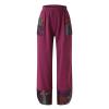 Women's Patchwork Linen Wide Leg Pants Elastic Waist Casual Capri Harem Trousers Loose Tapered Lounge Baggy Pant (Purple,4X-Large) view 2