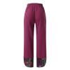 Women's Patchwork Linen Wide Leg Pants Elastic Waist Casual Capri Harem Trousers Loose Tapered Lounge Baggy Pant (Purple,4X-Large) view 3
