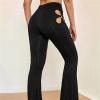 Maiyifu-GJ Women's High Waist Cut Out Pants Skinny Cut out Workout Flare Yoga Pant Sexy Stretch Wide Leg Long Trousers (Black,Medium) view 2