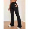 Maiyifu-GJ Women's High Waist Cut Out Pants Skinny Cut out Workout Flare Yoga Pant Sexy Stretch Wide Leg Long Trousers (Black,Medium) view 3