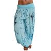 Maiyifu-GJ Women's Printed Wide Leg Palazzo Pants Loose Fit Casual Beach Harem Trousers Summer Soft Baggy Lounge Pant (Light Blue,3X-Large) view 1