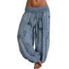 Maiyifu-GJ Women's Printed Wide Leg Palazzo Pants Loose Fit Casual Beach Harem Trousers Summer Soft Baggy Lounge Pant (Blue,XX-Large) view 1