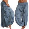 Maiyifu-GJ Women's Printed Wide Leg Palazzo Pants Loose Fit Casual Beach Harem Trousers Summer Soft Baggy Lounge Pant (Blue,XX-Large) view 2