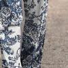 Maiyifu-GJ Women Floral Print Linen Belted Pants Elastic High Waist Printed Hippie Trousers Casual Beach Wide Leg Lounge Pant (White 1,Small) view 2