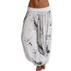 Maiyifu-GJ Women's Printed Wide Leg Palazzo Pants Loose Fit Casual Beach Harem Trousers Summer Soft Baggy Lounge Pant (White,Small) view 1