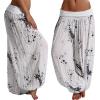 Maiyifu-GJ Women's Printed Wide Leg Palazzo Pants Loose Fit Casual Beach Harem Trousers Summer Soft Baggy Lounge Pant (White,Small) view 2