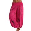 Maiyifu-GJ Women's Printed Wide Leg Palazzo Pants Loose Fit Casual Beach Harem Trousers Summer Soft Baggy Lounge Pant (Rose Red,XX-Large) view 1
