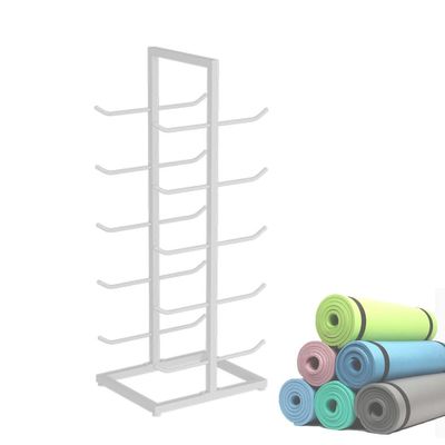 Bodybuilding Mat Rack Extra Tall 5 Tier, Double-Sided Metal Foam Roller Storage Holder Exercise Equipmen Organizer for Home Gym Workout Up To 20 Mats XJJUN ( Color : White , Size : 60x40x130cm )