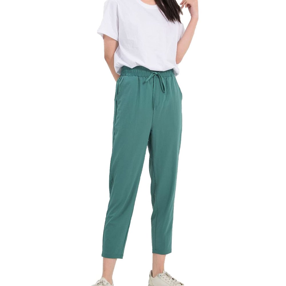 Maiyifu-GJ Women Drawstring Casual Stretch Ankle Pants Casual Straight Leg Lounge Sweatpants Stretch Running Athletic Trouser (Light Green,3X-Large)