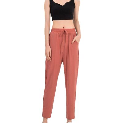 Maiyifu-GJ Women Drawstring Casual Stretch Ankle Pants Casual Straight Leg Lounge Sweatpants Stretch Running Athletic Trouser (Pink,XX-Large)