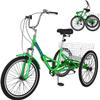 Barbella Adult Folding Tricycles Folding Bikes, 7 Speed 20/24/26 Inch 3 Wheel Adult Trikes Cruiser Bike with Large Basket, Foldable Tricycle for Adults, Women, Men, Seniors view 1